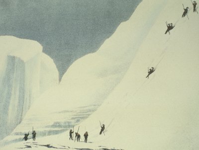 Descending the Steep Snows, from A Narrative of an Ascent to the Summit of Mont Blanc by English School